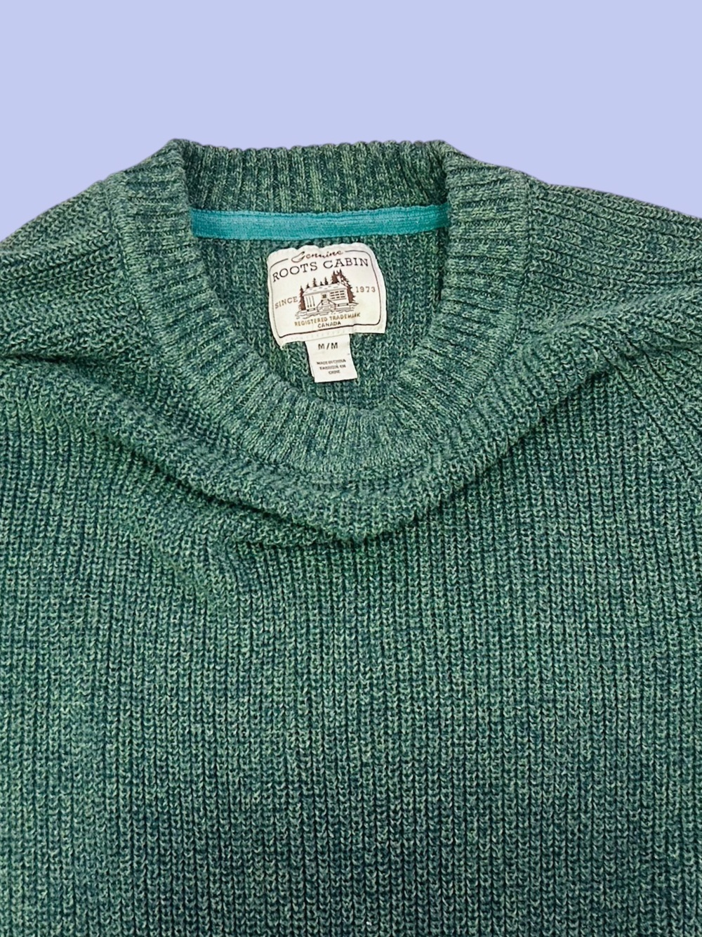 Roots 73 Womens Forest Green Chunky Knit Cowl Neck Sweater Ribbed Cuffs size M - Picture 4 of 6
